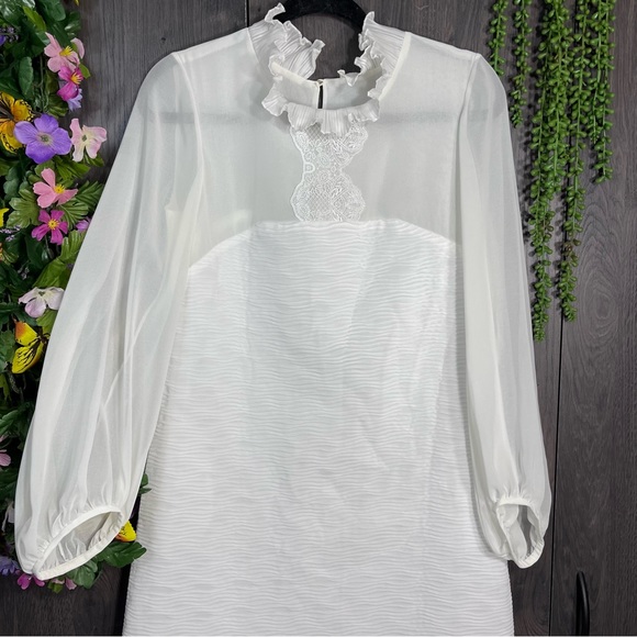 ₽💙2/$40💙NWT Regard Long Sleeve White Collared Dress Size 36/Small - Picture 3 of 16